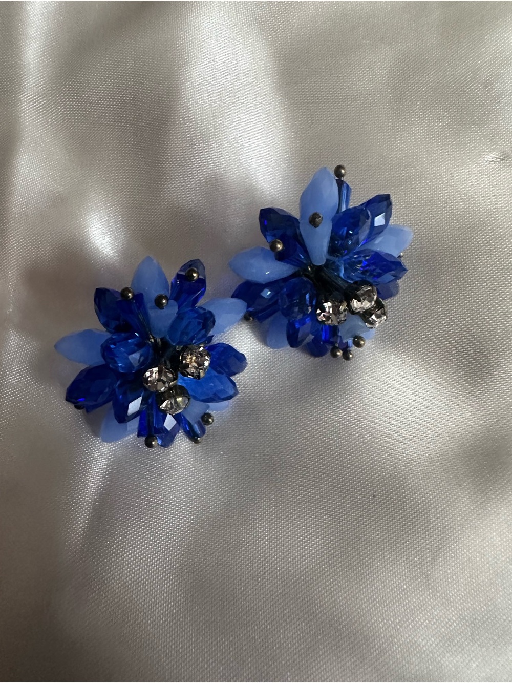 Banana Republic Royal and Light Blue Crystal Flower Stud Earrings